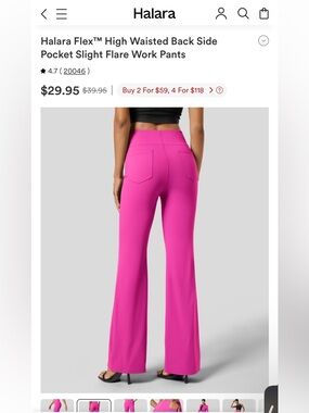 Viral Work Pant Hot Pink Halara High-Waisted Soft Slight Flare Small Tall NWOT